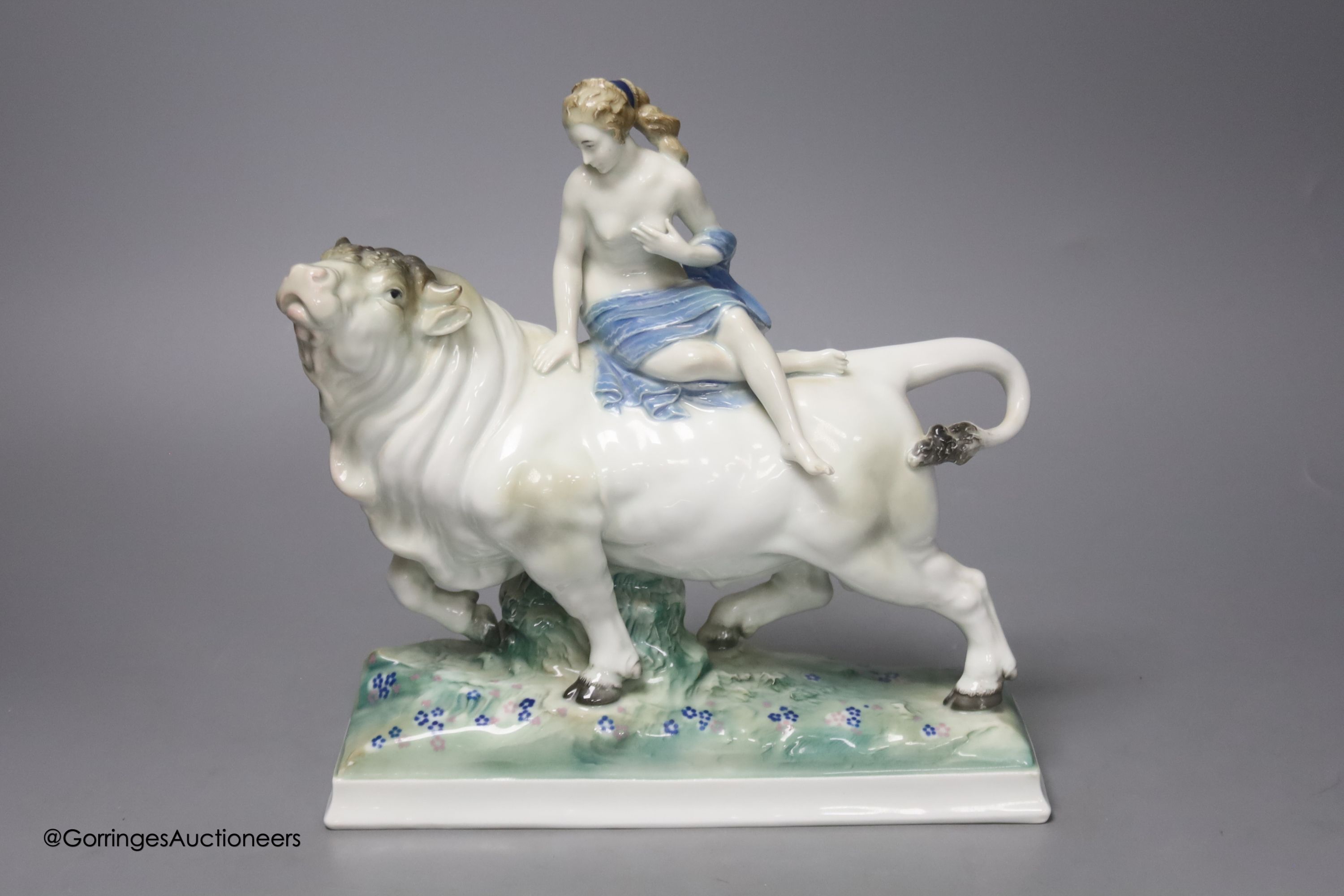 A Karl Ens Volkstedt model of Europa and the bull, height 24cm